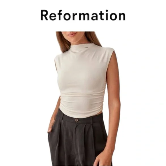 Reformation Lindy Cropped Knit Top – White – NWT – Small - Picture 1 of 6